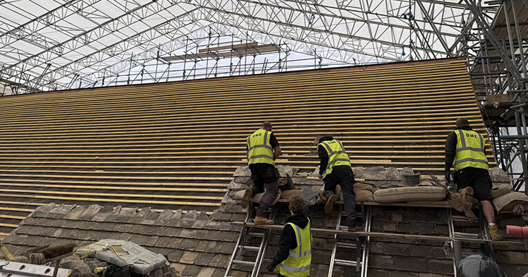 First Slates Installed on Listed Library Reroof