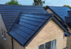 FP McCann and SolarTyle Forge Alliance to Reshape Integrated Solar Roofing House roof showing integrated solar roofing