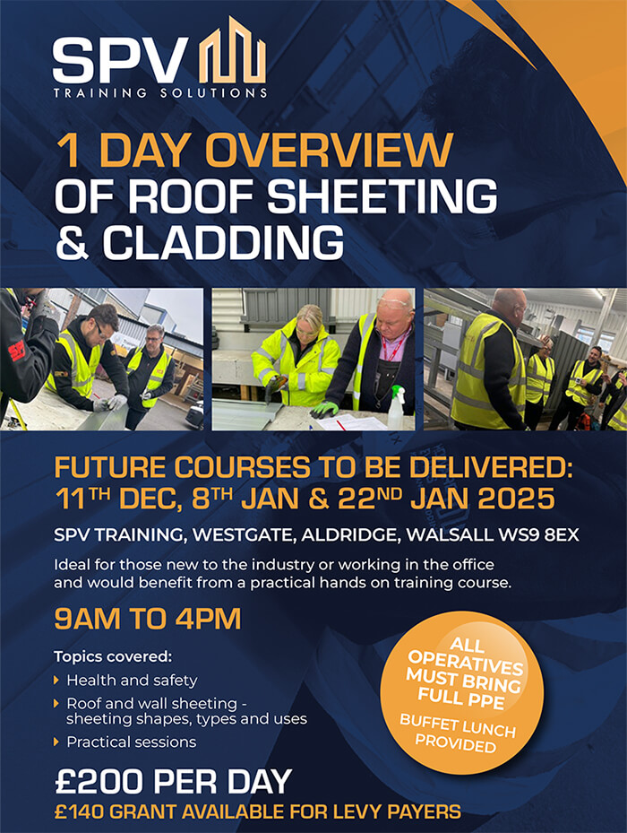 Spaces Going Fast for SPV Sheeting, Cladding & Composite Panel Courses in January 2025|Spaces Going Fast for SPV Sheeting, Cladding & Composite Panel Courses in January 2025