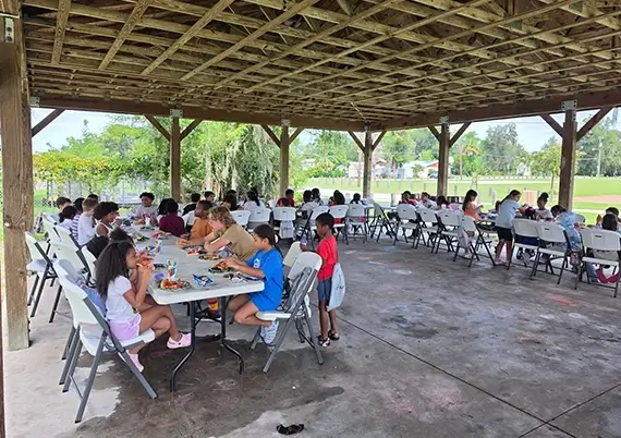 The Boys & Girls Club kids enjoying activities at their end of summer party