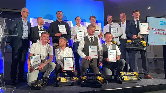 BMI Apprentice of the Year Pitched Roofing finalists on stage with their certificates