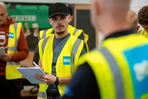 Roofing apprentices training at BMI Academy
