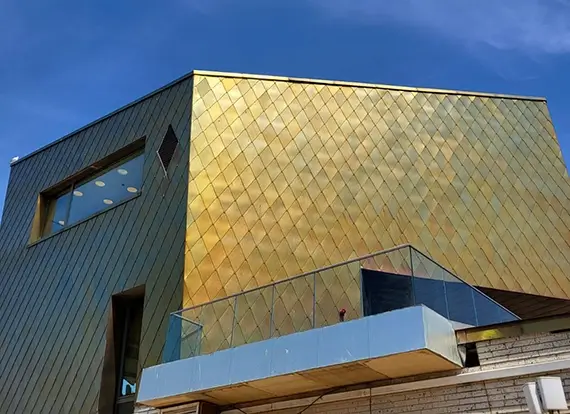 Iconic gold facade of The Wedding Chapel, Blackpool