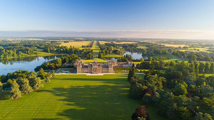 An arial shot of the view from Blanheim Palace