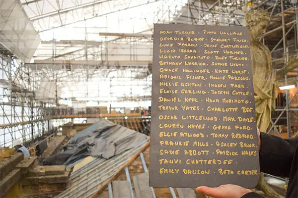 Example of a signed slate at Blenheim Palace