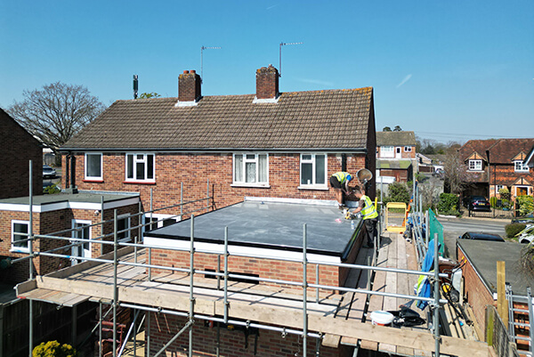 Band of Builders volunteers working on the extension project