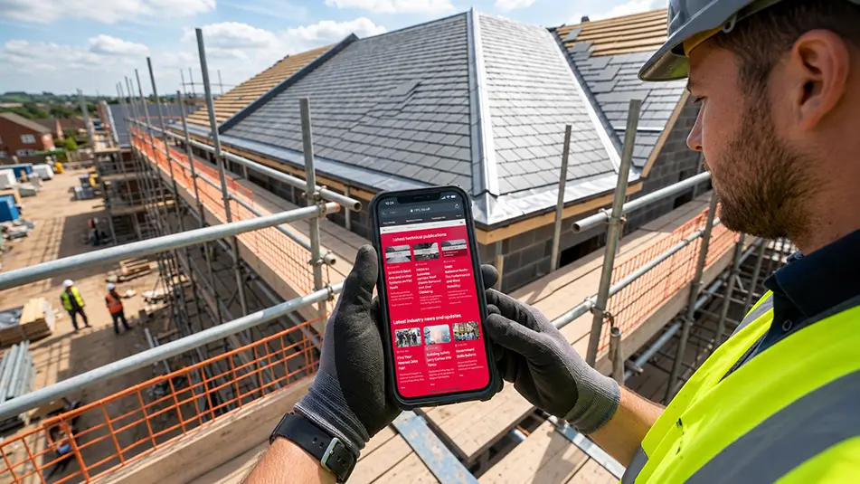 Builder viewing roofing technical updates 