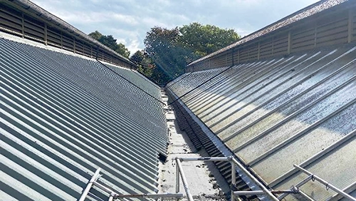 Burton Market Hall saw tooth and gutters