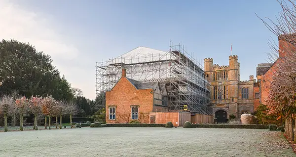 Scaffolding up at Coughton Court