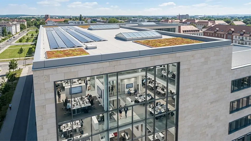 Commercial roof with solar installed