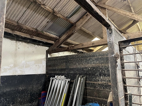 The fragile polycarbonate sheet roof which the man fell through