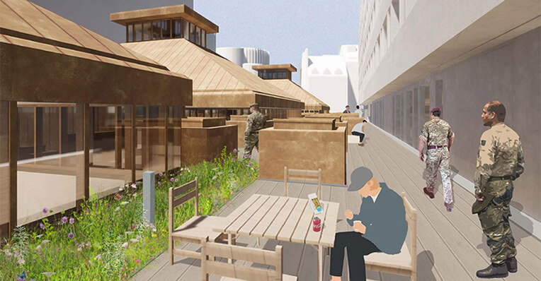 Architect's sketch of proposed green roof for Wellington Barracks
