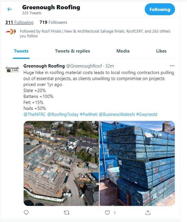 Greenough Roofing tweet