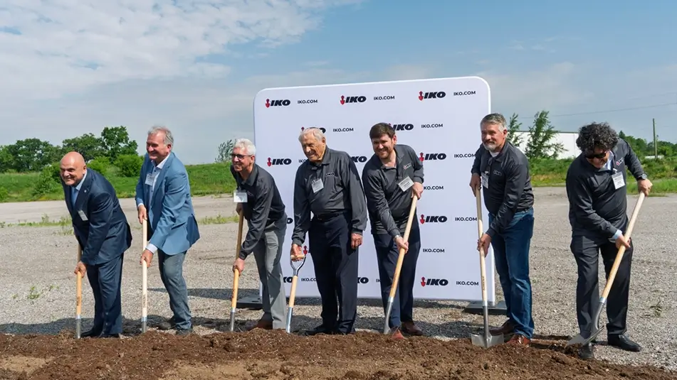IKO leadership breaking ground at the Brantford facility opening