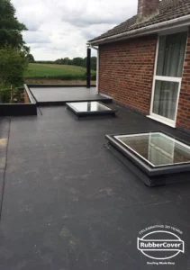 Residential extension roof in Elevate's RubberCover with roof lanterns