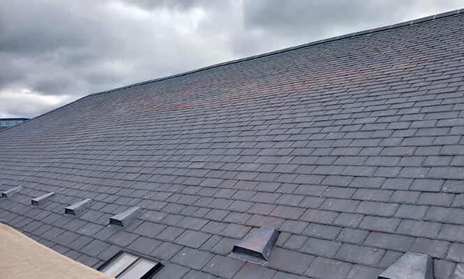 The complete new slate roof at St John's Church