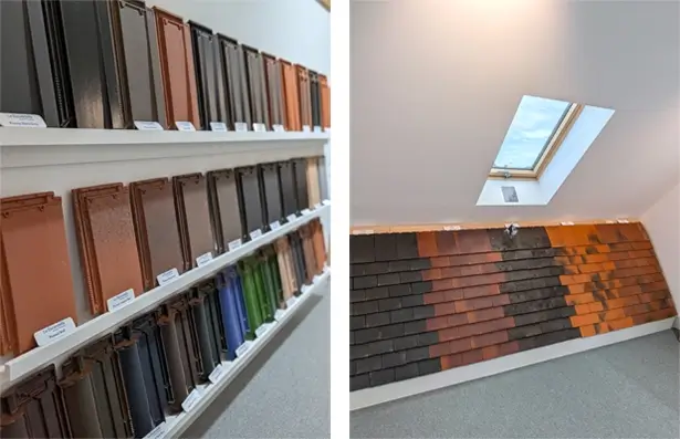 Stoneleaf Tile Library and roof mockups showroom