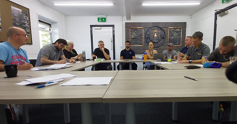 Roofing Training|Simon Gardner from Proteus delivers his observed Teaching Session|Denise Cherry and Lauren Pollitt at the Master Roofers Training Academy