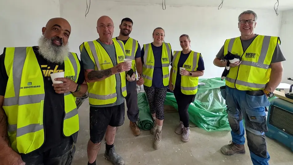 Volunteers working on Henry's project