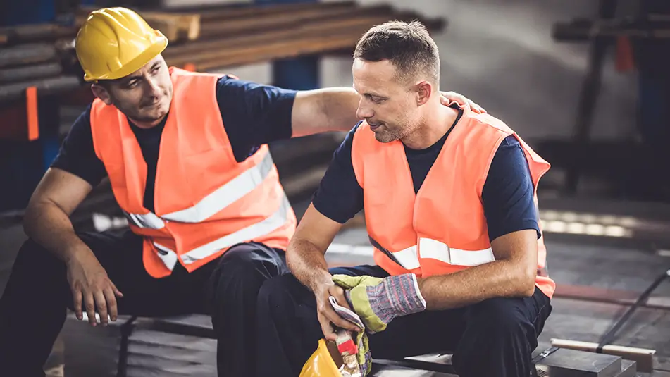 Construction workers talking